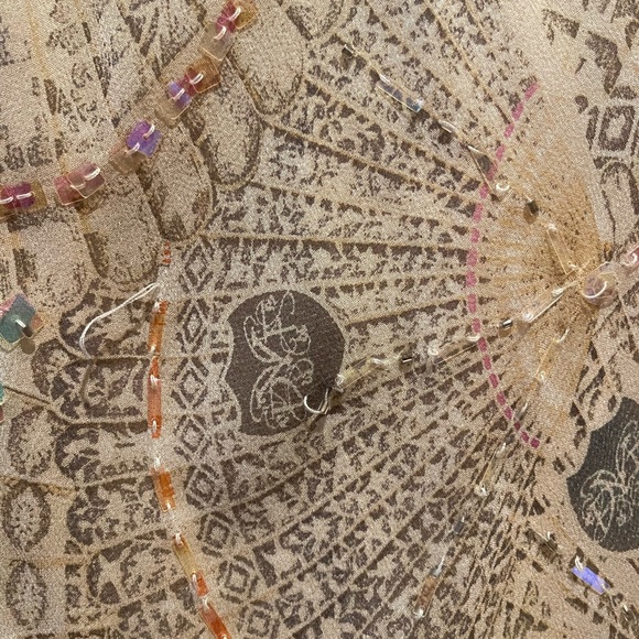 Diane Von Furstenberg romantic boho silk blouse w/ iridescent sequins Sz Small. - Picture 12 of 13